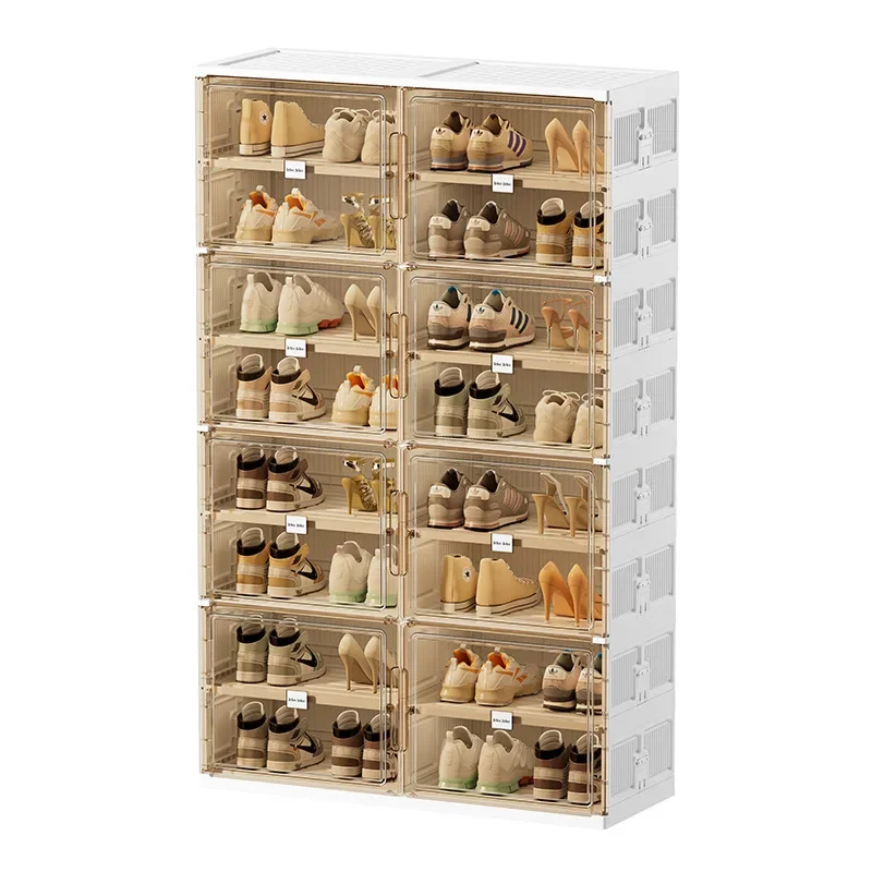 Shoe Cabinet Door Household Multi-Layer Simple Shoe Rack Transparent Shoe Box Storage Box Folding Racks Home Shoes Storage