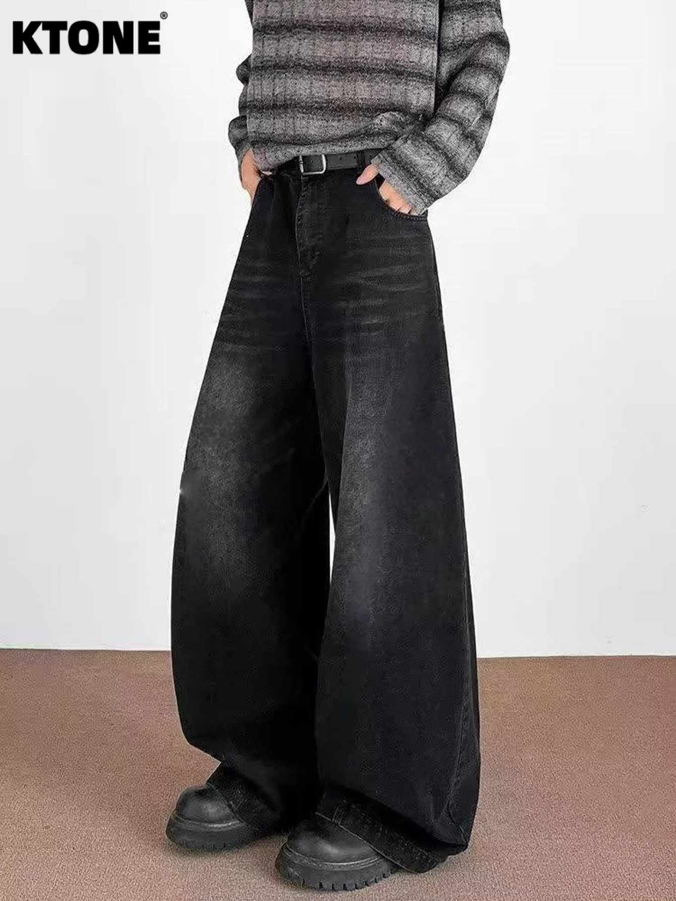 

Y2K Jeans Unisex Black Baggy Denim Streetwear Drip For Dating No accessories or belts included