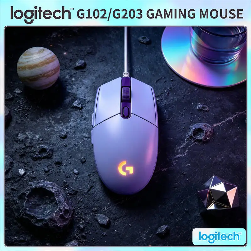 Ratón para Juegos Logitech G203 Prodigy con Cable, 8000 DPI, Iluminación RGB, 6 Botones, Respuesta de 1ms, Cable de 2.1m, Suave para Gamers