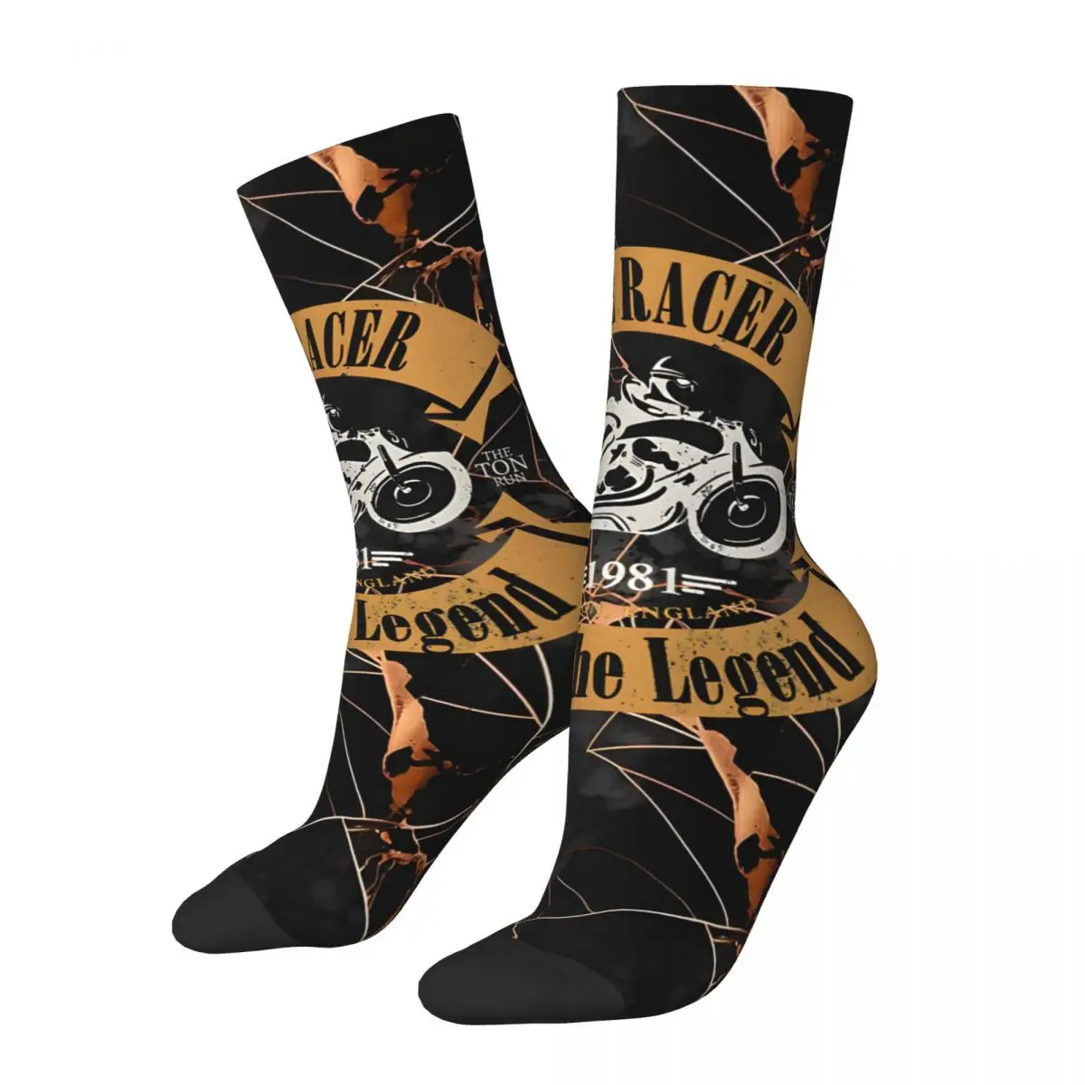 Retro London Men's compression Socks Unisex Cafe Racer Harajuku Pattern Printed Novelty Crew Sock