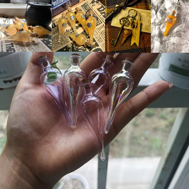 100pcs Felix Felicis Magical Potion Necklace Liquid Lucky Glass Vial Bottle Vintage Mix Color Pendant Movie Jewelry Wholesale AliExpress