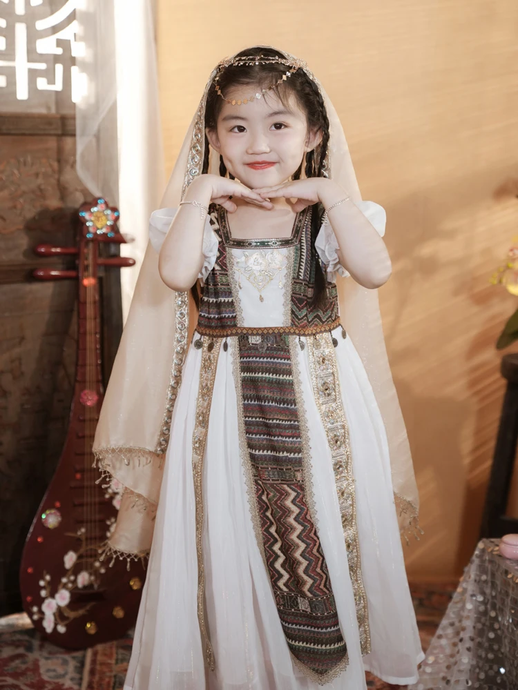 Girls' Exotic Style Dress 2025 Summer Thin Children's Hanfu Western Fairy Ethnic