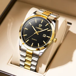 LIEBIG Quartz movement Wristwatch Clock Female Male Luxury Golden Full Steel Watches Mens Casual 3Bar Waterproof reloj hombre