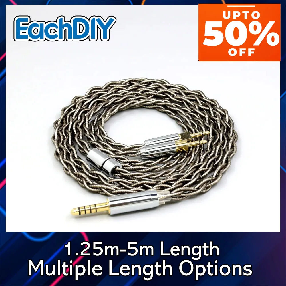 

Pure 99% Silver Shielding Gold Palladium Graphene Earphone Cable For Sennheiser HD700 Headphone 2.5mm pin 4 core 8204