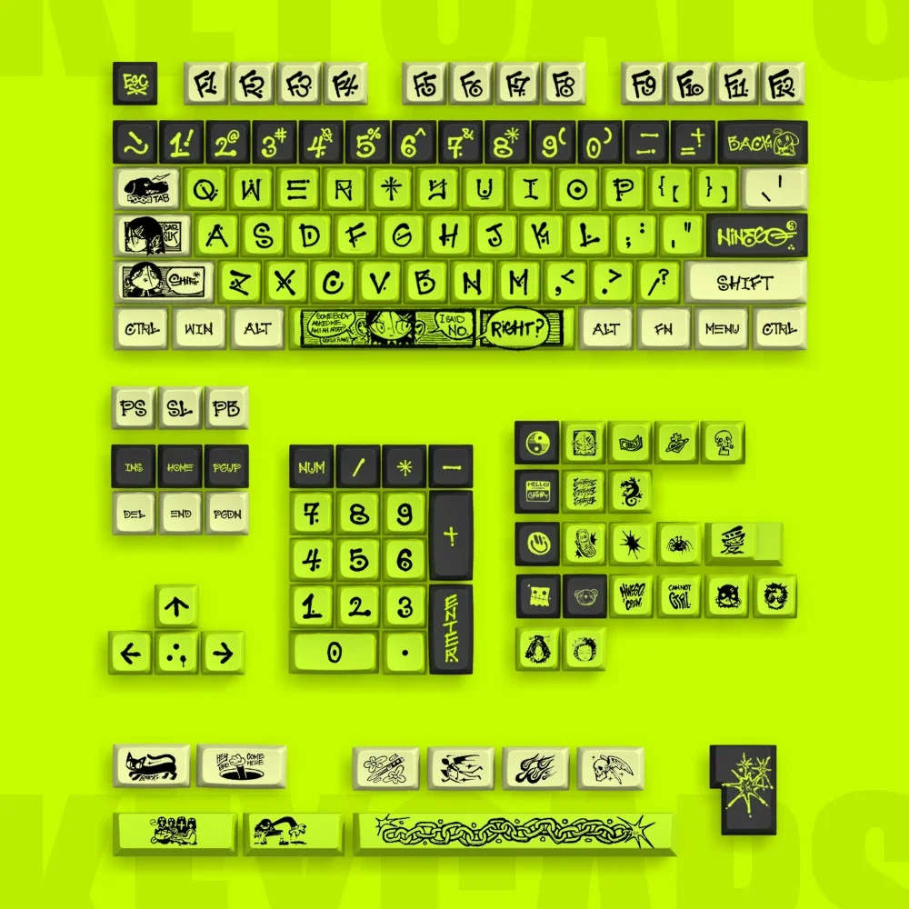 

ECHOME Graffiti Artist Theme Keycap Set PBT Dye-sublimation Keyboard Cap 135keys MDA Profile Key Cap for Mechanical Keyboard