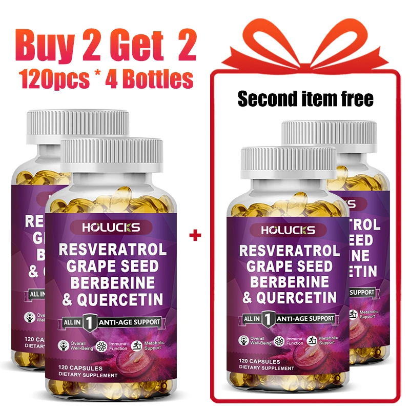 

БАД Holucks Pure Tran Resveratrol 600 мг с берберином и кверцетином, способствует здоровому старению и укреплению иммунной системы