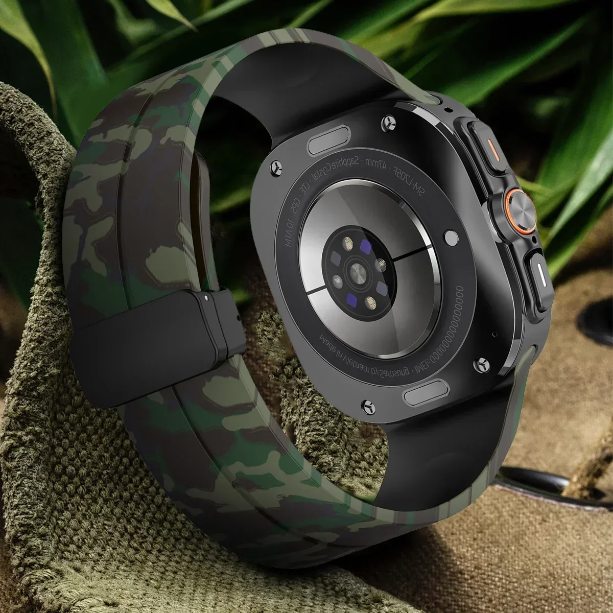 Camouflage Magnetic Strap for Samsung Galaxy Watch Ultra 47mm Sport Bracelet for Galaxy Watch 7 Ultra Decorative Watchband Band