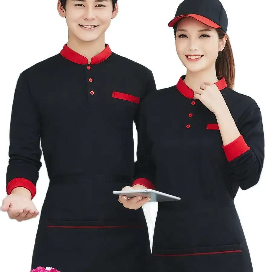 Restaurant Catering Hotel Waiter Work Clothes Long Sleeve Women's Barbecue Hot Pot Hotel Staff Work Clothes Chef Coat Women