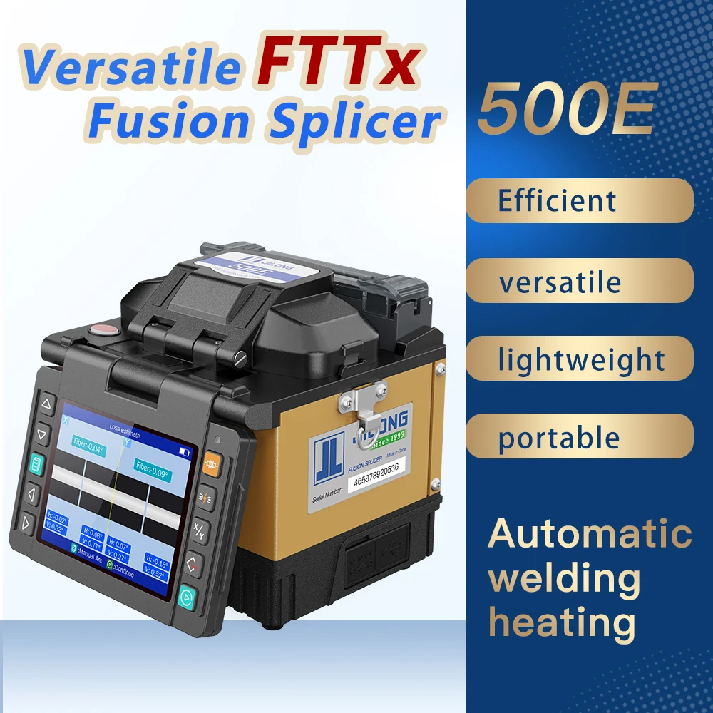 Optical Fusion Splicer Handheld JILONG 500E Mini FTTx FTTH 4 Motor Ative Clad-Alignment The most compact Lightweight Fast Design