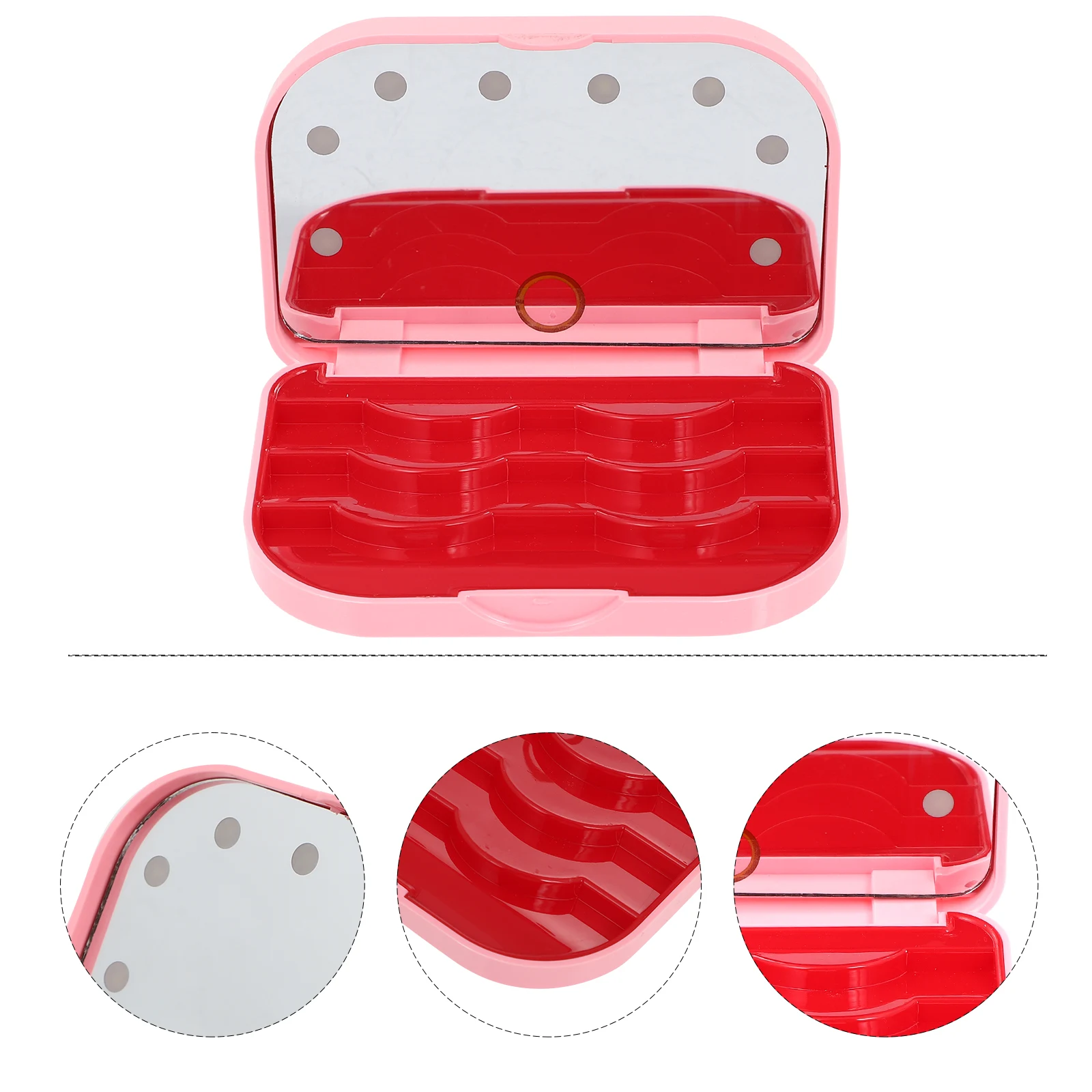 

LED False Eyelash Case Flip Top Lash Storage Box Compact Lightweight Eyelash Organizer for Personal Use Travel Makeup