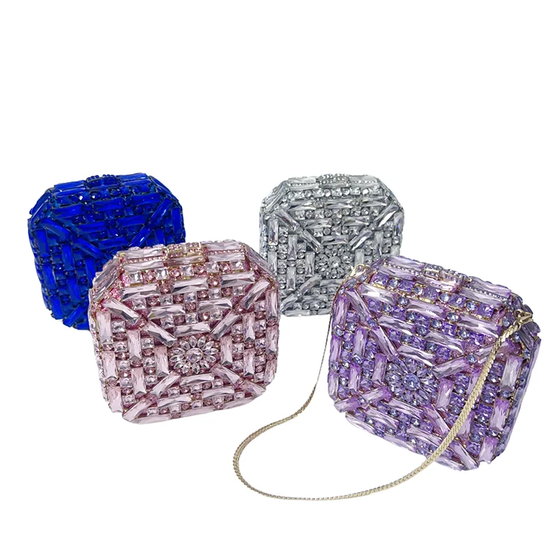 

Wholesale Price Crossbody Bags Women's Bling Colorful Full Rhinestone Crystal Clutch Evening Bags for Formal Occasion