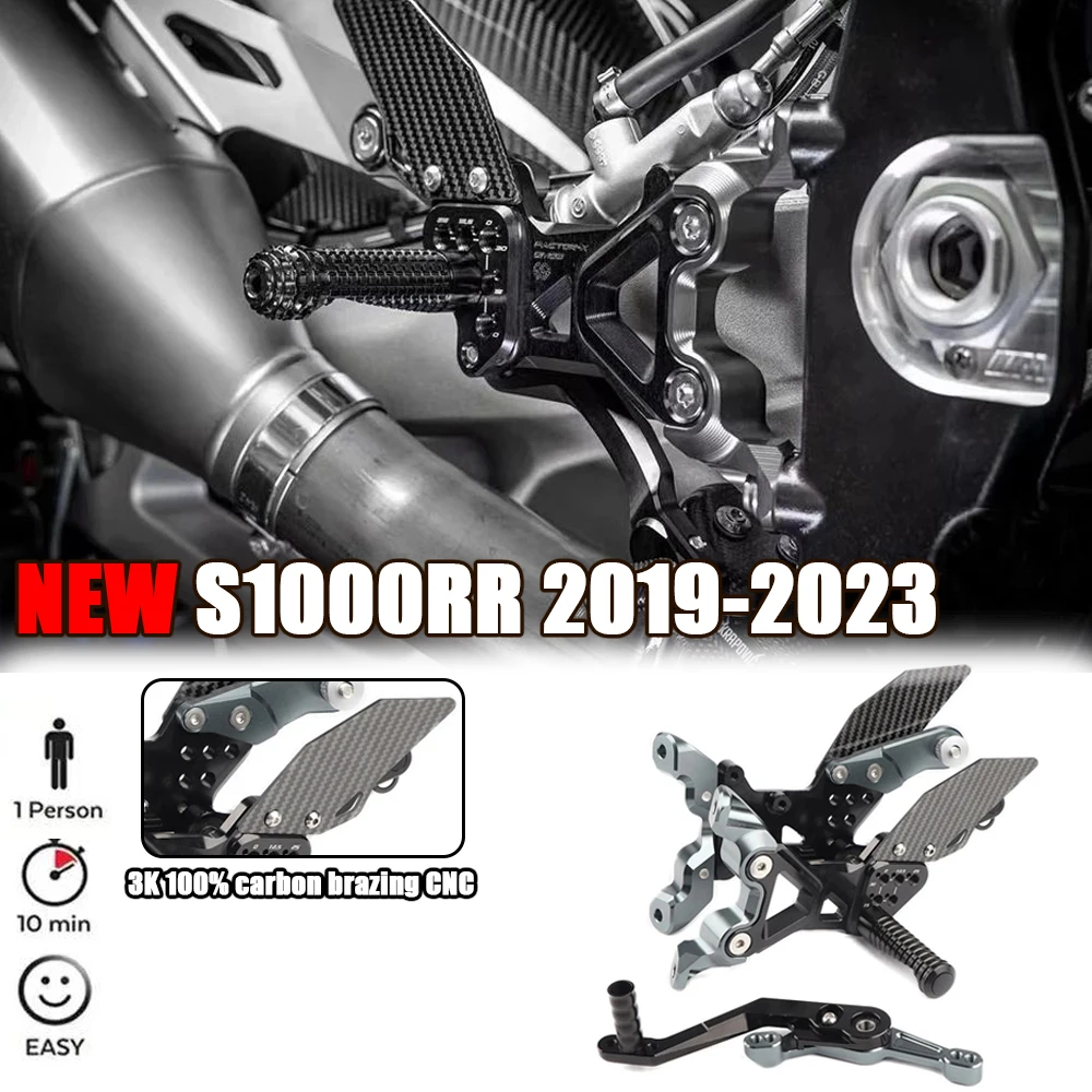 

Motorcycle Adjustable Rear Set Foot Pegs Pedal Footrest Rearset For BMW S1000RR 2019 2020 2021 2022 2023