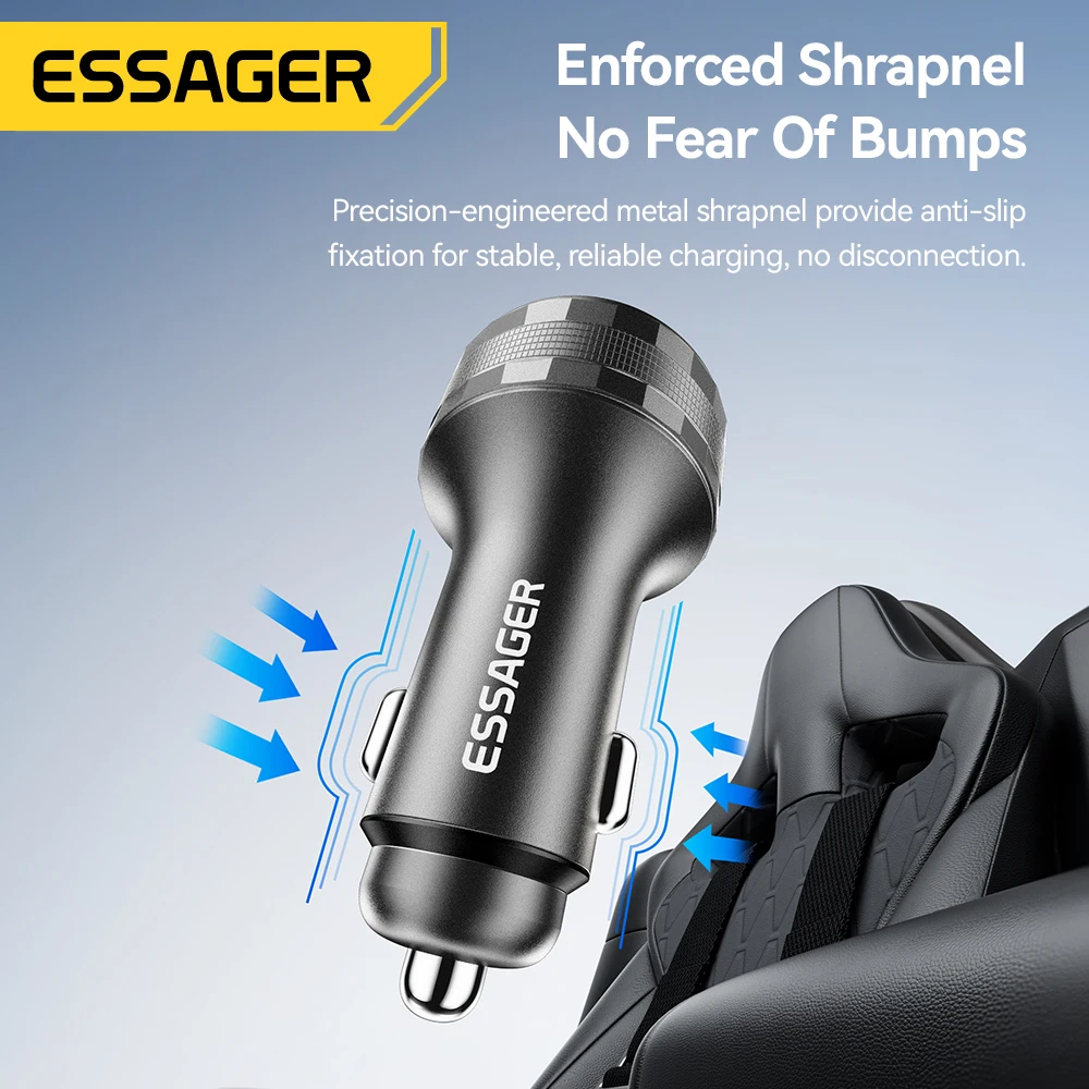 Essager 108 واط 3 منافذ USB شاحن سيارة شاشة ديجيتال PD3.0 شحن سريع شحن سريع 3.0 محول آيفون 16 15 شاومي سامسونج #6