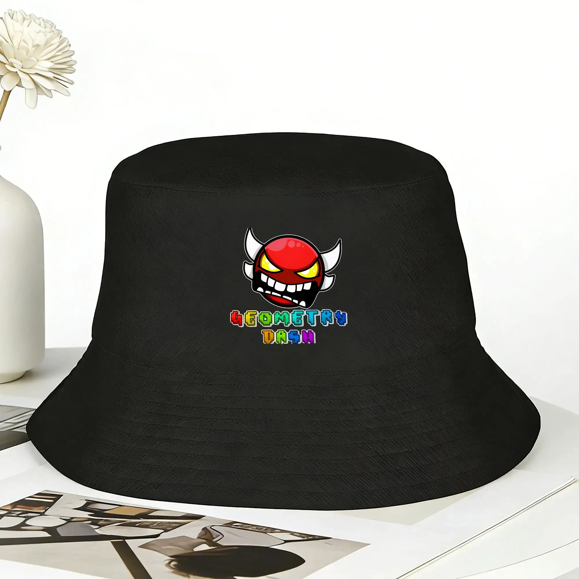 Geometry Dash Bucket Hat For Unisex  Fisherman Hats Vintage Fishing Caps Foldable Outdoor Custom Sun Hats