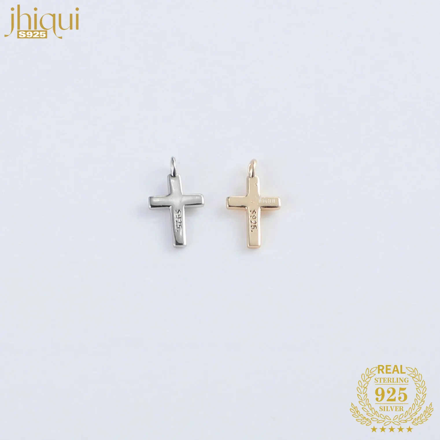 1pc 925 Sterling Silver Gold Platinum Plated Cross Charm Pendant for DIY Fine Jewelry Finding J2257