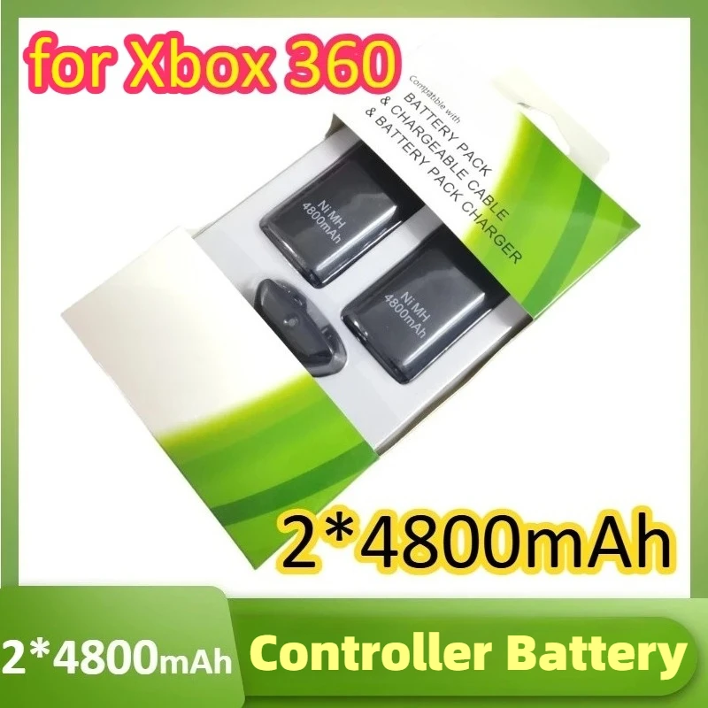 

3in1 4800mAh 2Pcs Rechargeable Battery with 1 Charging Cable for Xbox 360 Gamepad Batteries Wireless Controller Battery
