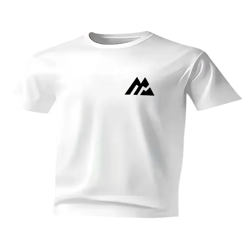 Nueva camiseta de manga corta con estampado de picos de montaña, camiseta blanca con cuello redondo, camiseta de diseño a la moda para hombre