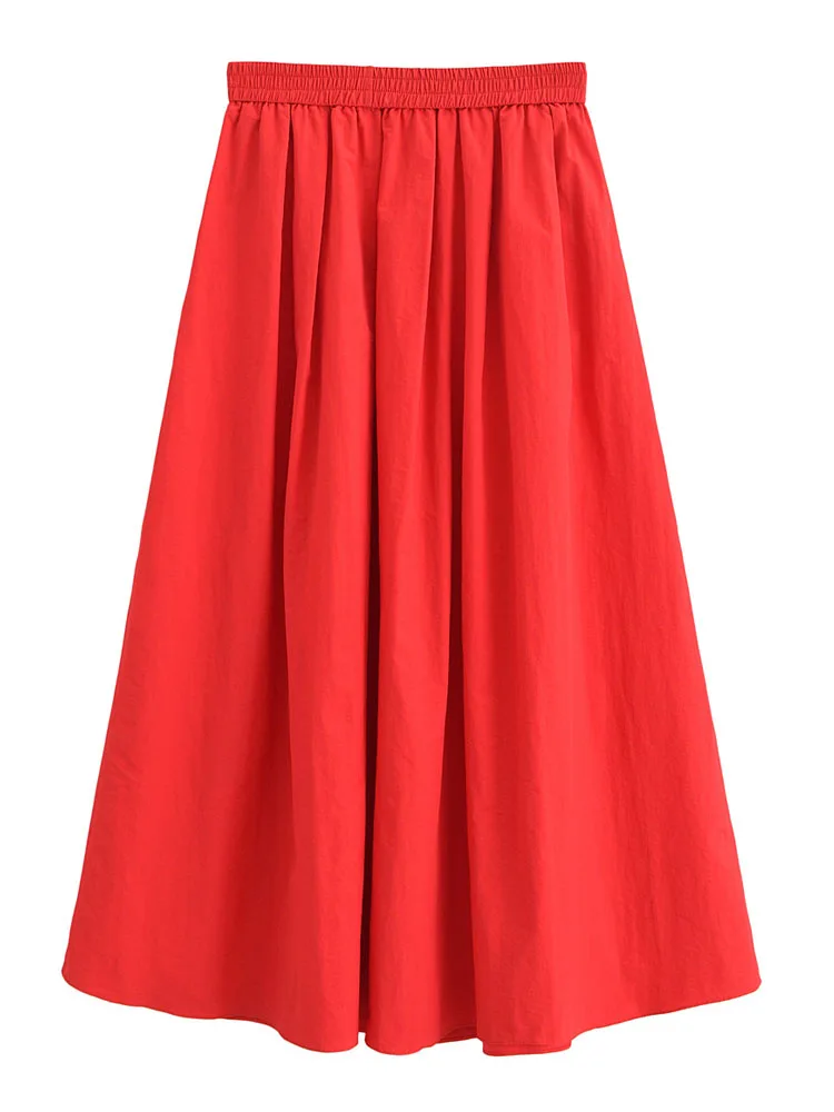 KAOPU ZA Women button-up cropped shirt or high waist pleated midi skirt two pieces sets mujer