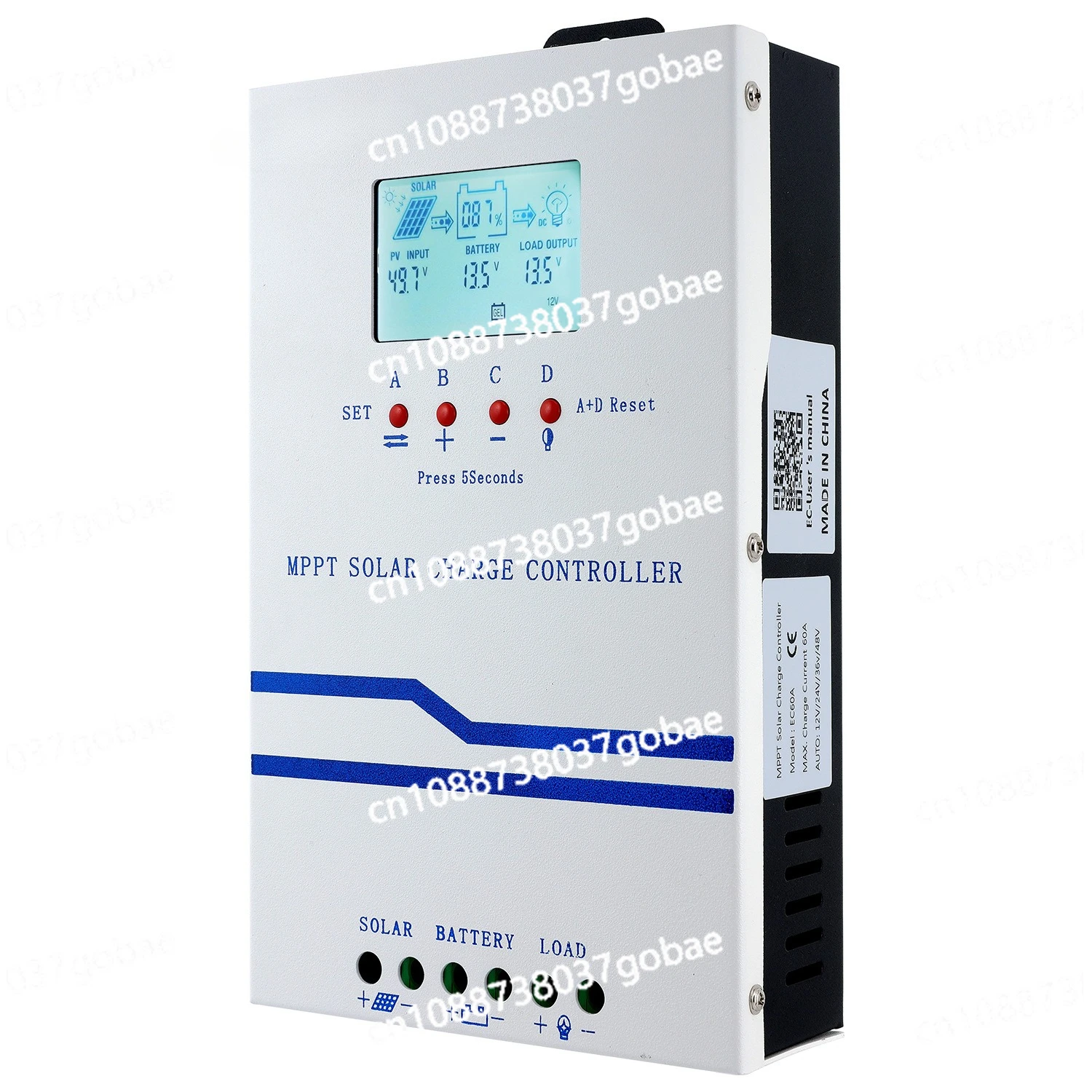 Aluminum iron copper material 3000W solar controller 60A 12V 24V 36V 48V automatic recognition, supports multiple batteries