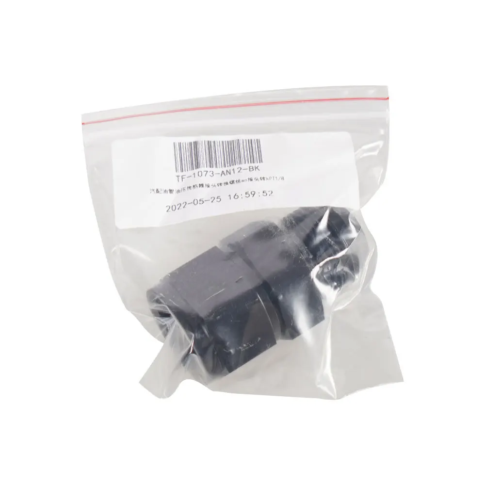 6 AN Male to 6AN Female Fuel Pressure Gauge Take Off Fitting Adapter with 1/8 NPT Side Port Aluminum Black