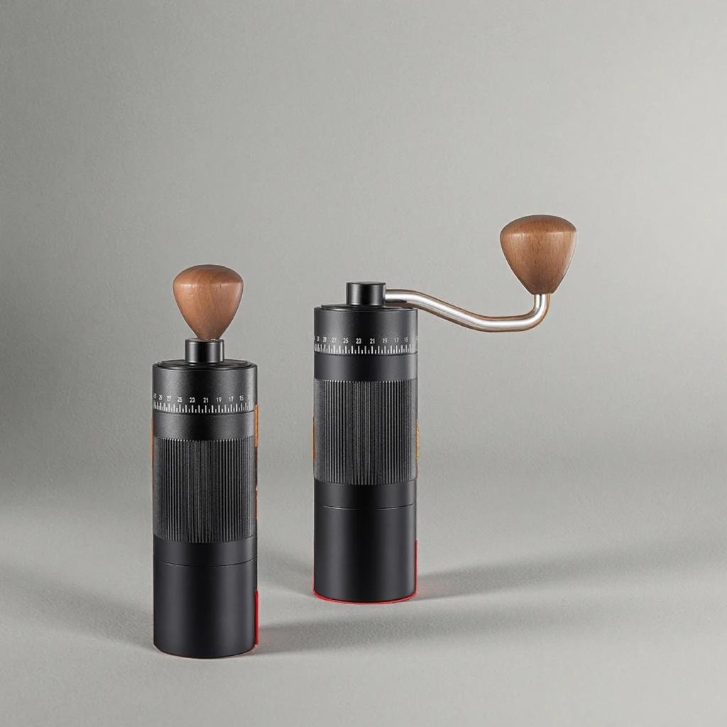 Portable Manual Coffee Bean Grinder, Black with Stainless Steel Burr, Gift Box Packaged Coffee Tool