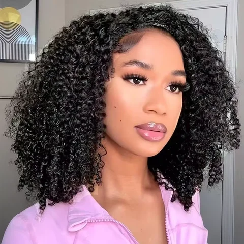 3 In 1 Half Wigs Human Hair France Spiral Curly Glueless Human Hair Wig With Draw-String Adjustable Breathable 24''Easy Quick