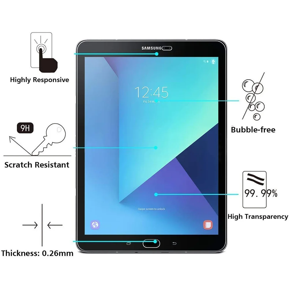 (3 Pack) Tempered Glass For Samsung Galaxy Tab S2 S3 9.7 2017 SM-T810 SM-T815 SM-T820 SM-T825 Tablet Screen Protector Film