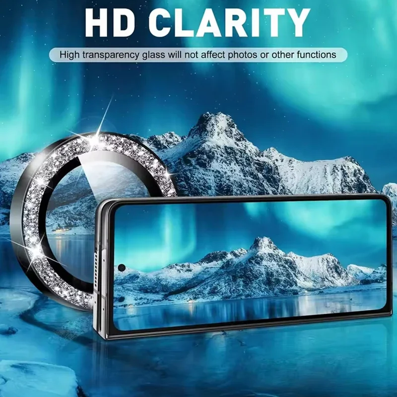 Full Cover Metal Ring Glitter Tempered Glass Camera Protector For Samsung Galaxy Z Flip Fold 8 Ultra 7 6 5 4 Camera Protection view 5