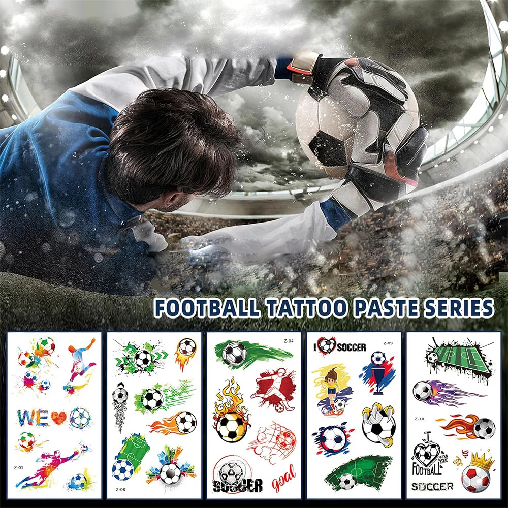 Football Theme Tattoo Stickers Set Children Temporary Stickers Boys Birthday Party Soccrr Match Clubs Decor Supplies Kids Gifts