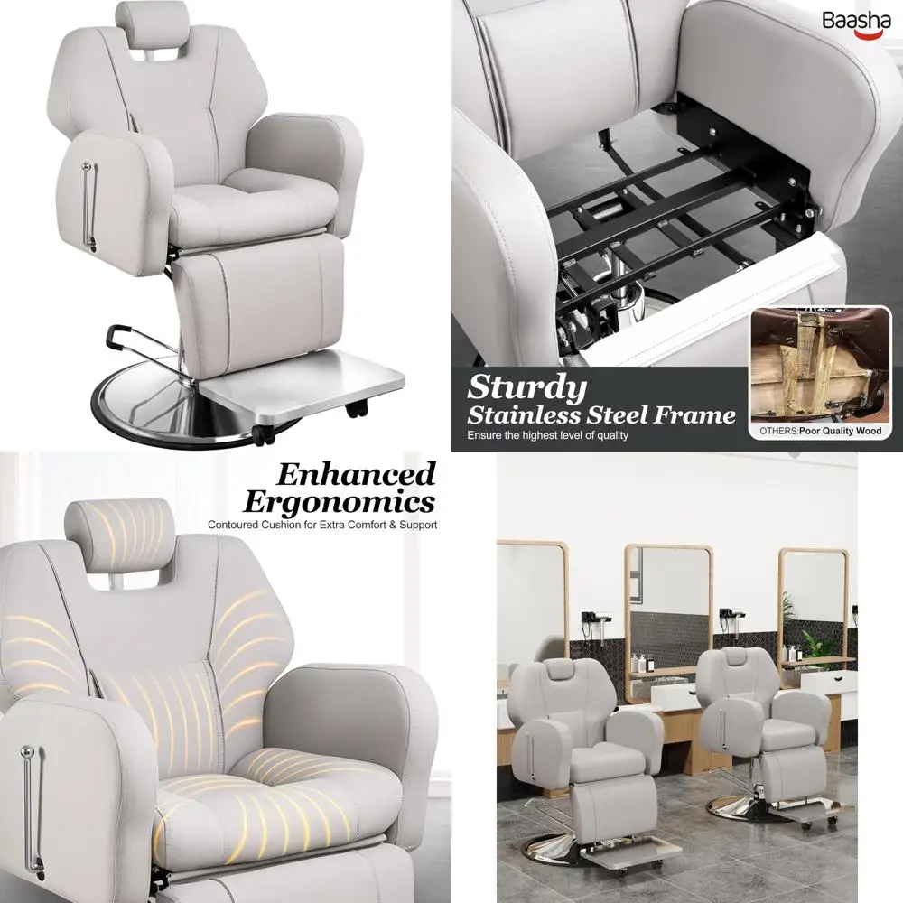 

Stylish Reclining Salon Chair with Heavy-Duty Steel Frame for Hair Stylists