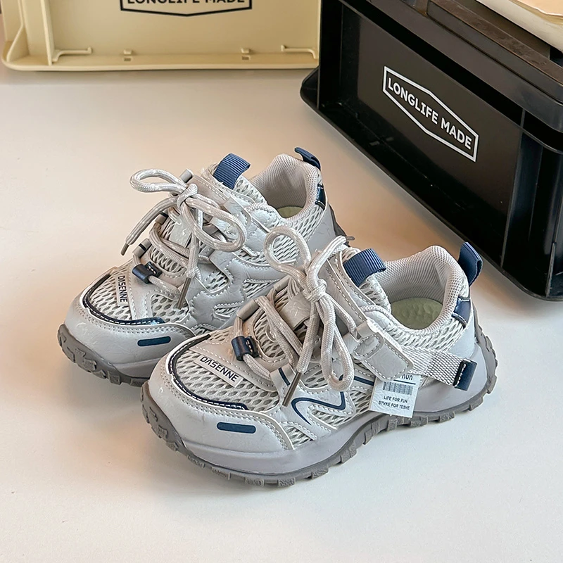 

Children Running Shoes Mesh Breathable Boys Girls Basketball Shoes Thick Soft Sole 2026 Brand New Kids Sneakers Non-slip Trendy