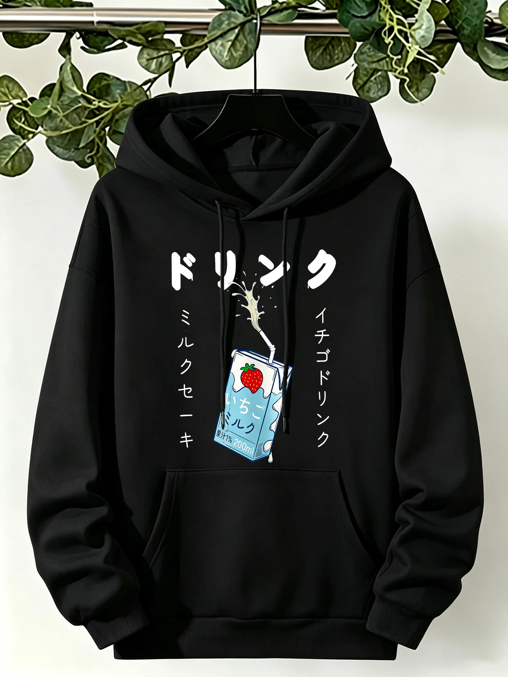 2026 Delicious Strawberry Flavored Juice Pattern Hoodie Women Korean Fleece Hoody Pocket Y2K Female Hoodie Autumn Loose Pullover