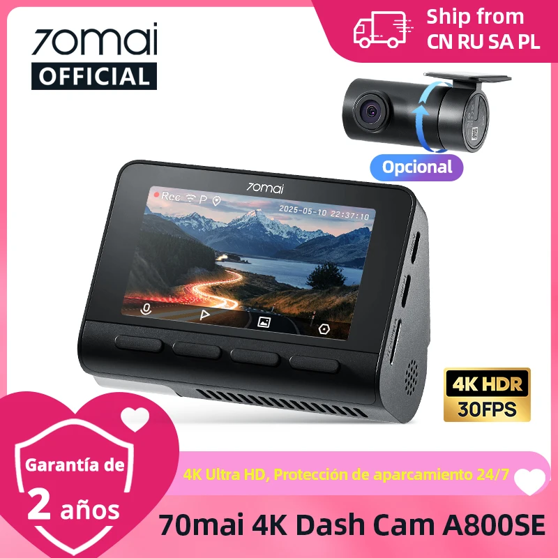 70mai 4K Dash Cam A800SE versión mejorada de 70mai A800S Control de voz Supercapatior GPS ADAS coche DVR 70mai A800SE UHD Wifi 6