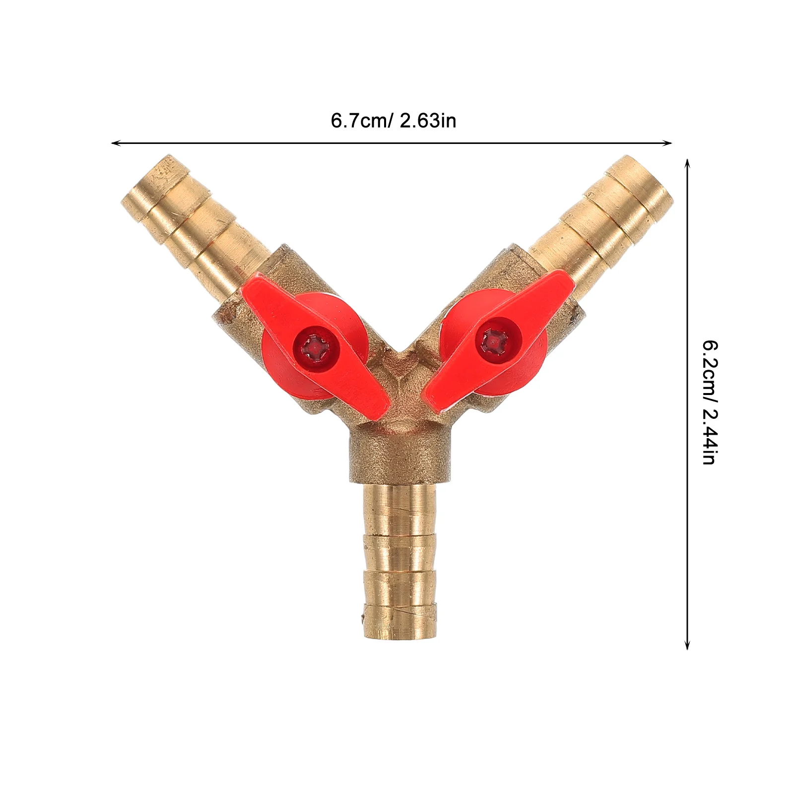 Y Shape Three Way Gas Pipe Distribution Switch Shut Off Ball Valve 3 Clamps Copper 10Mm Golden Red Durable Professional Y 3 Way