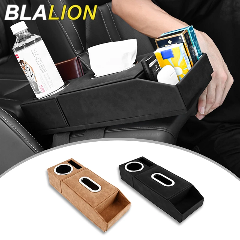 BLALION Car Armrest Mat Height Increase Pad Car Tissue Storage Box Cup Holder Armrest Protect Cushion Elbow Support Arm Cover 