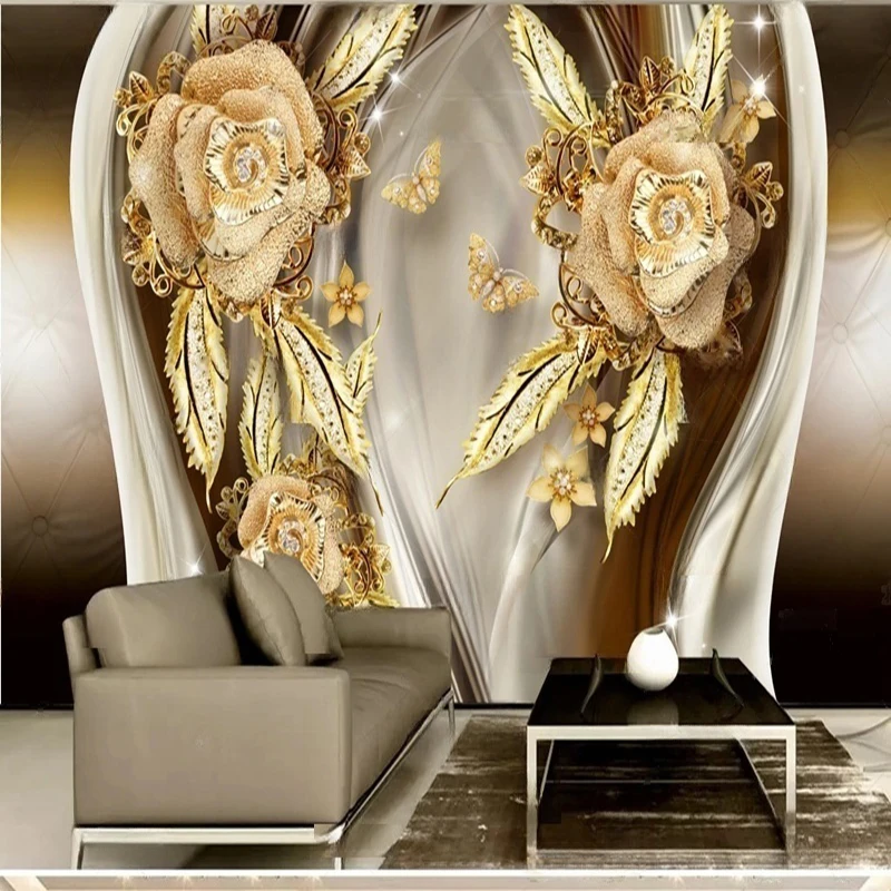 

MU8782 European-style flowers TV background wall room decoration