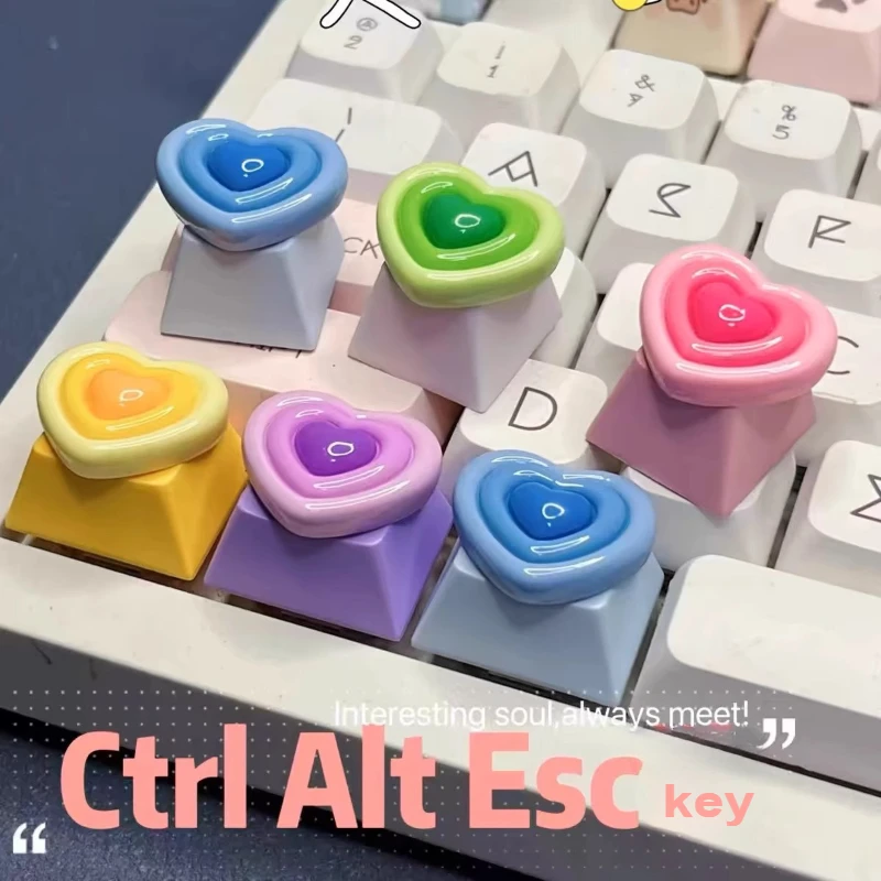 

Colored Love Keycaps Handmade Artisan Key Caps for Mechanical Keyboard Accessories Gift 1U Cute Custom Keyboard Caps MX Switch