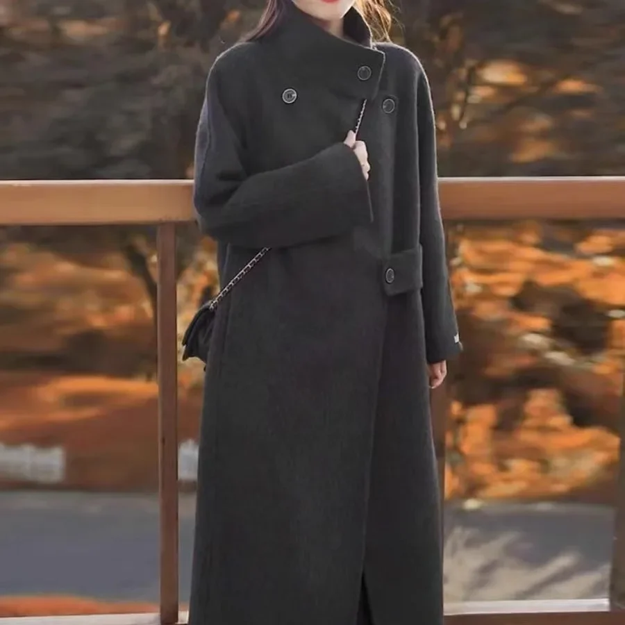 Hepburn style double-sided wool coat 2023 autumn and winter new Korean version temperament high-end long woolen coat women