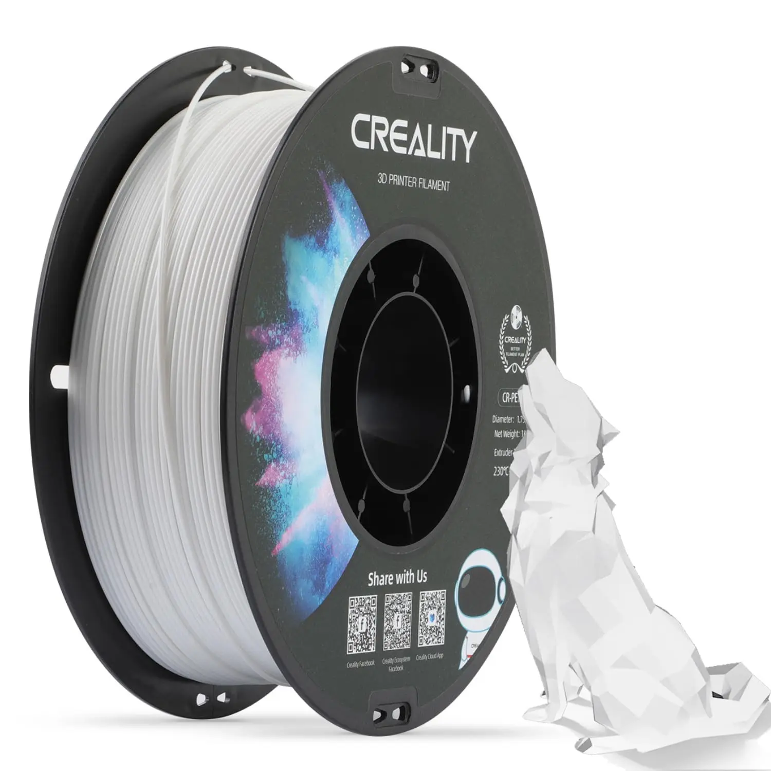 Official Creality PETG 3D Printer Filament ，High Precision Strong Toughness, Odorless Better Flow Moistureproof 3D Printing Ende