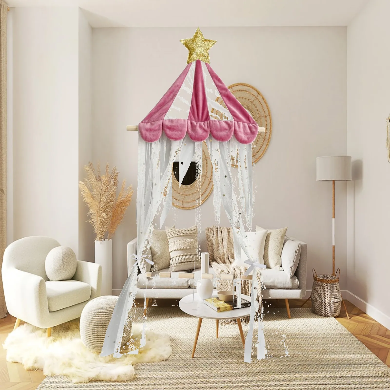 Hanging Hair Bow Holder for Girls Wall Mount Storage Organizer for Hair Clips Headbands Barrettes Hairpins Tiaras Display