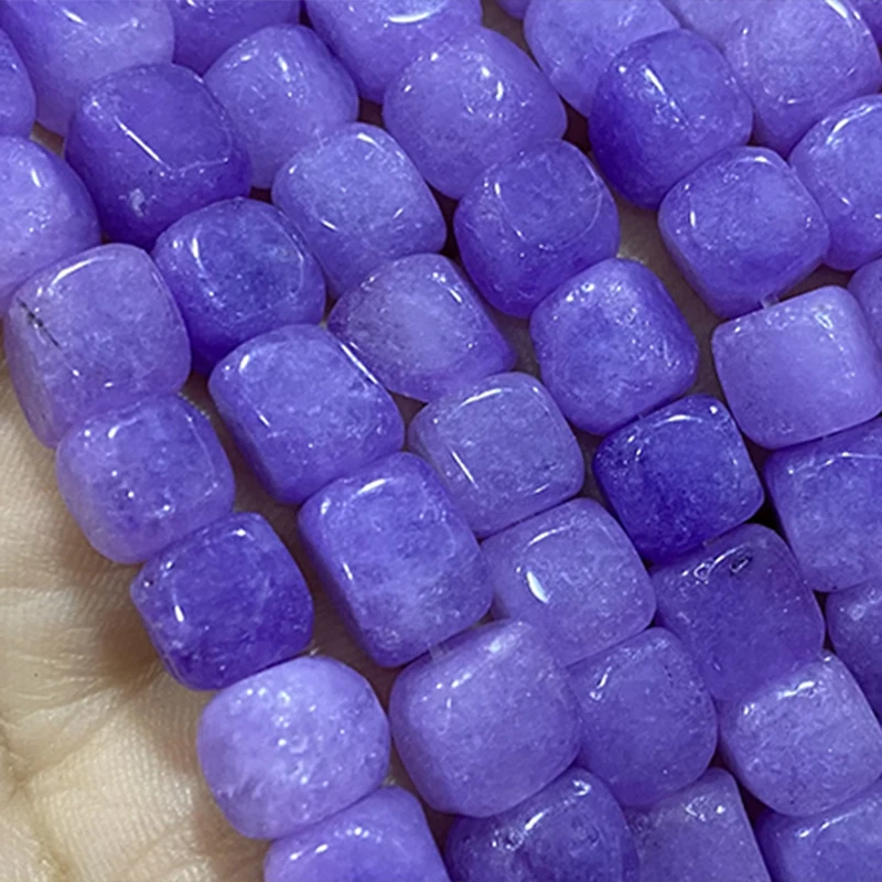 8x8MM Square Natural Chalcedony Purple Lavender Stone Loose Cube Spacer Beads for Jewelry Making DIY Bracelet Accessories