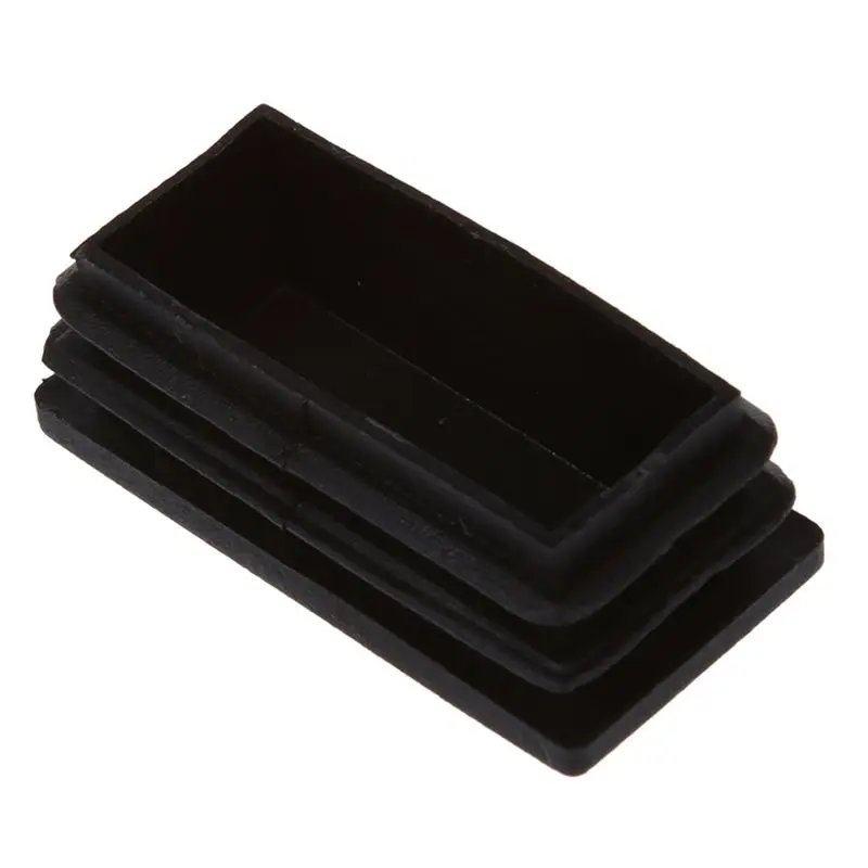 A84X-Plastic Rectangle Tube Inserts End Blanking Cap 25X50mm 60 Pcs Black