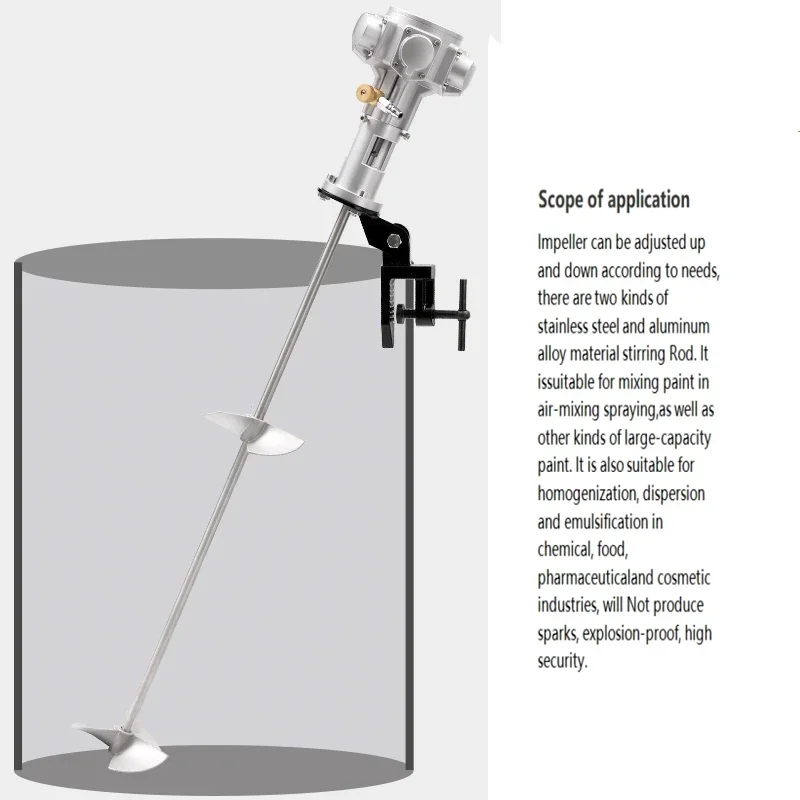 60 Gallon 400L Pneumatic Paint Mixer Stirrer For 200 L Tank Agitated Machine Agitator Deposit 50 Gallon Dispersion