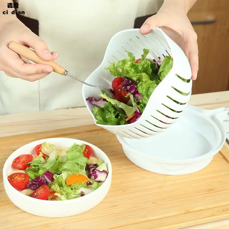 Salad Cutter, Cutting Bowl, Vegetable Slices, Fruit Salad Cutter, Block Cutter, Artifact Tool Kitchen Gadgets and Accessories