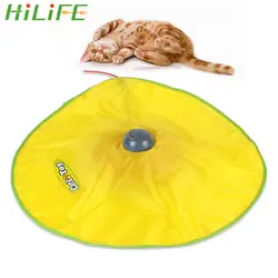 Interactive Pet Toy For Cat Kitty Automatic 4 Speeds Electric Cat Toy Plate Motion Undercover Mouse Fabric Moving Feather