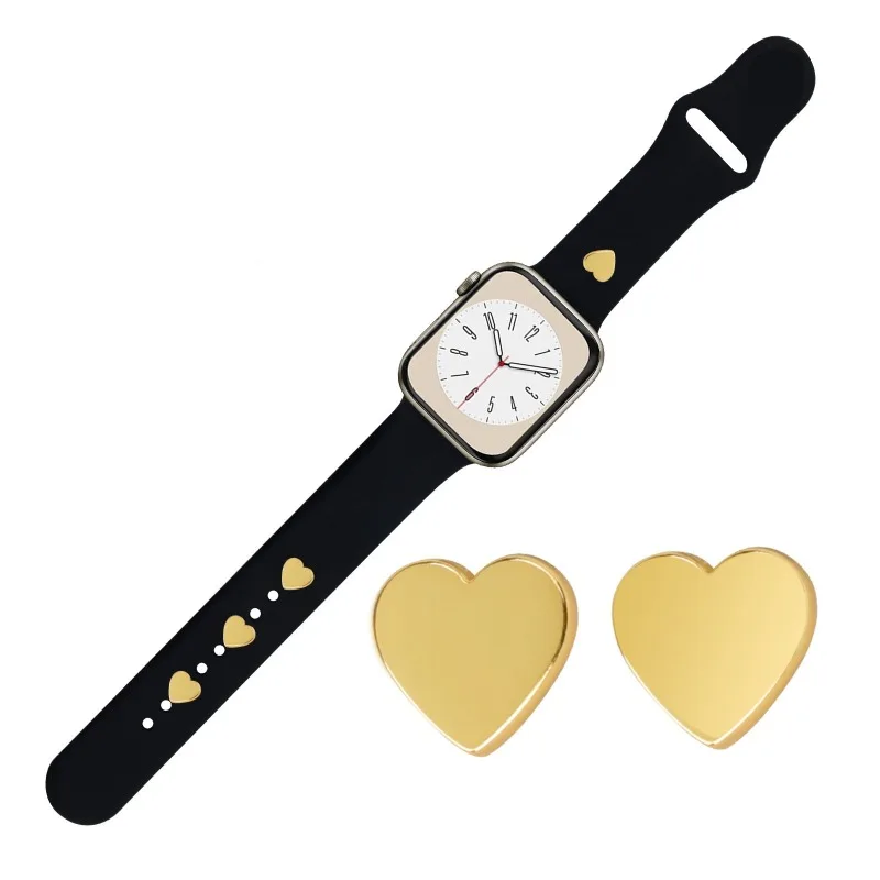 Strap Decorative Charms for iWatch Silicone Watchband Metal Decoration Nails Heart Charm Accessories for Apple Watch Band
