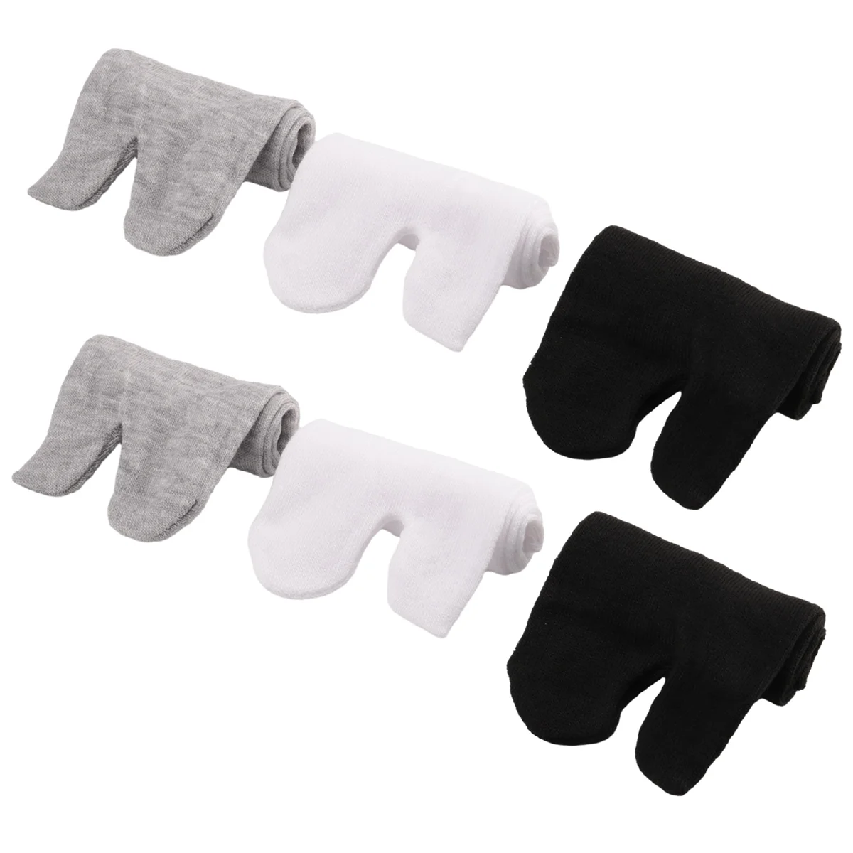 

3 Pairs Japanese Kimono Flip Flop Sandal Split Toe Tabi Ninja Geta Zori Socks White+Black+Grey