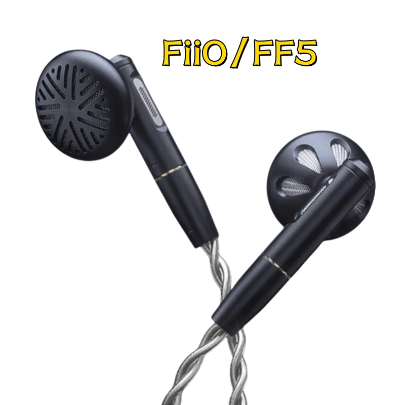 FiiO/FF5 carbon based diaphragm dynamic coil metal flat head earphones MMCX interchangeable headphone cable HIFI earplugs