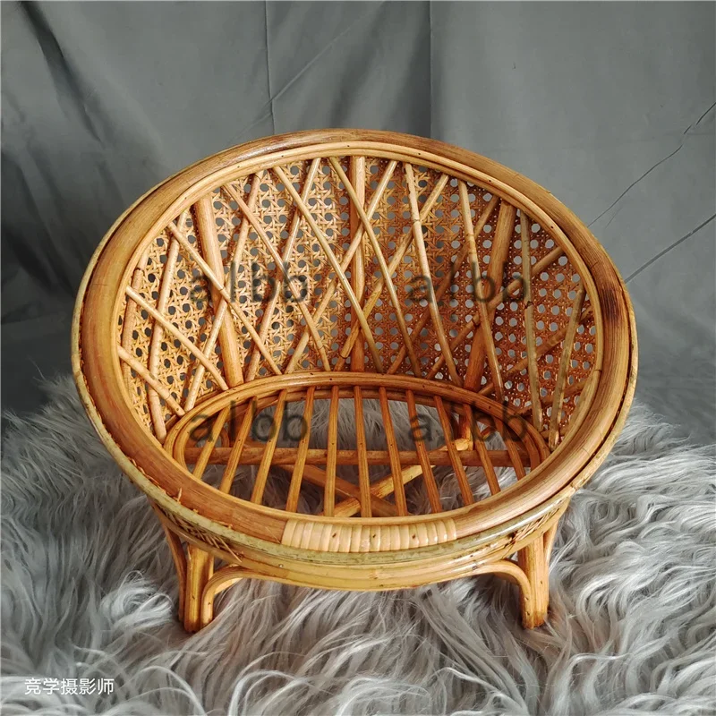 Newborn Baby Photography Props Real Indonesia Cane Webbing Roll Natural Rattan Chair Infants Photo Prop Accessories Background