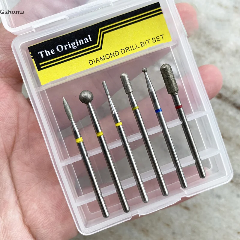 

[WHB]6pcs/set Nail Drill Bits Diamond Milling Cutter For Manicure 3/32" Burr Electric Cuticle Clean Nail File Cuticle